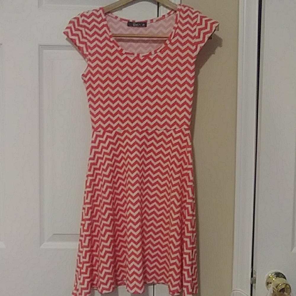 Red patterned dress